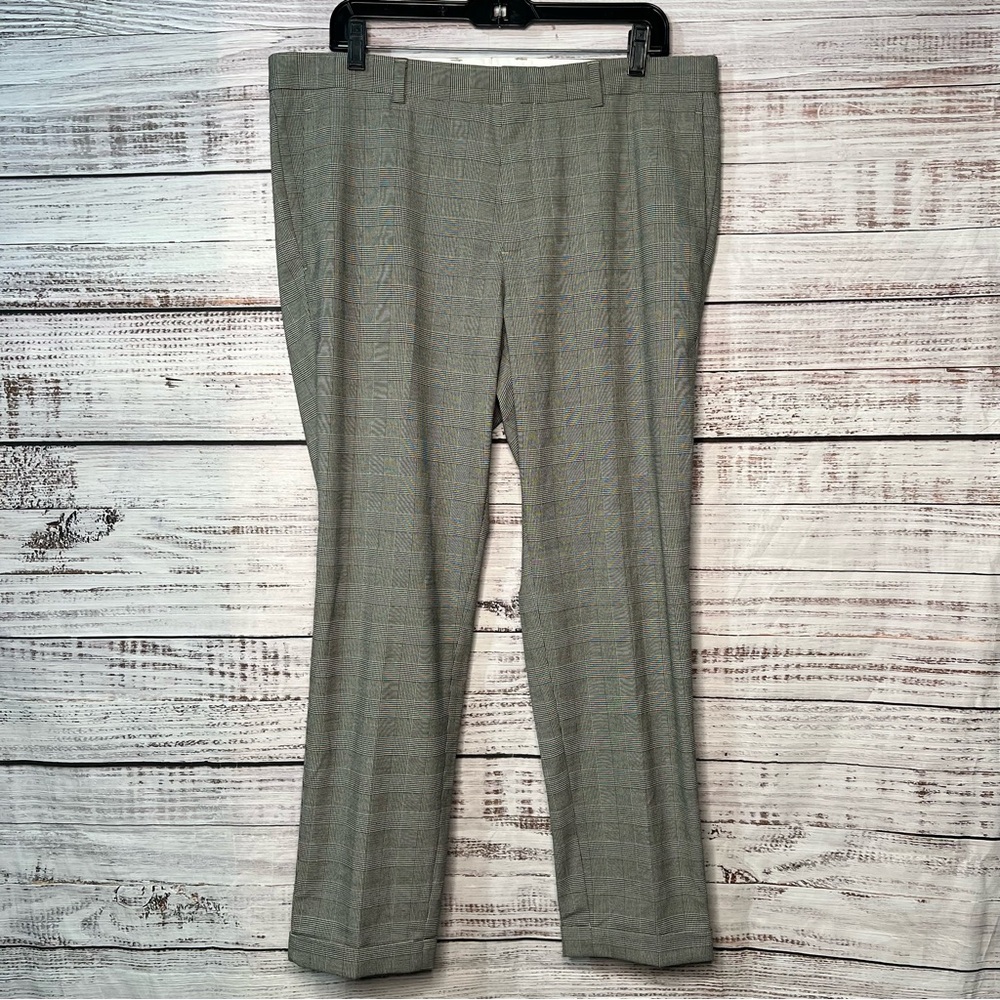 H&M Mens 38R‎ Hounds Tooth Skinny Fit Cropped Dress Pants Black White NEW